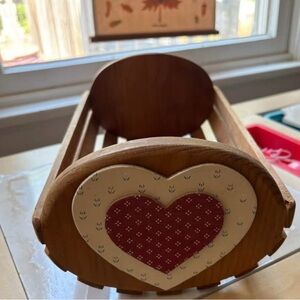 Vintage wood, slated heart basket